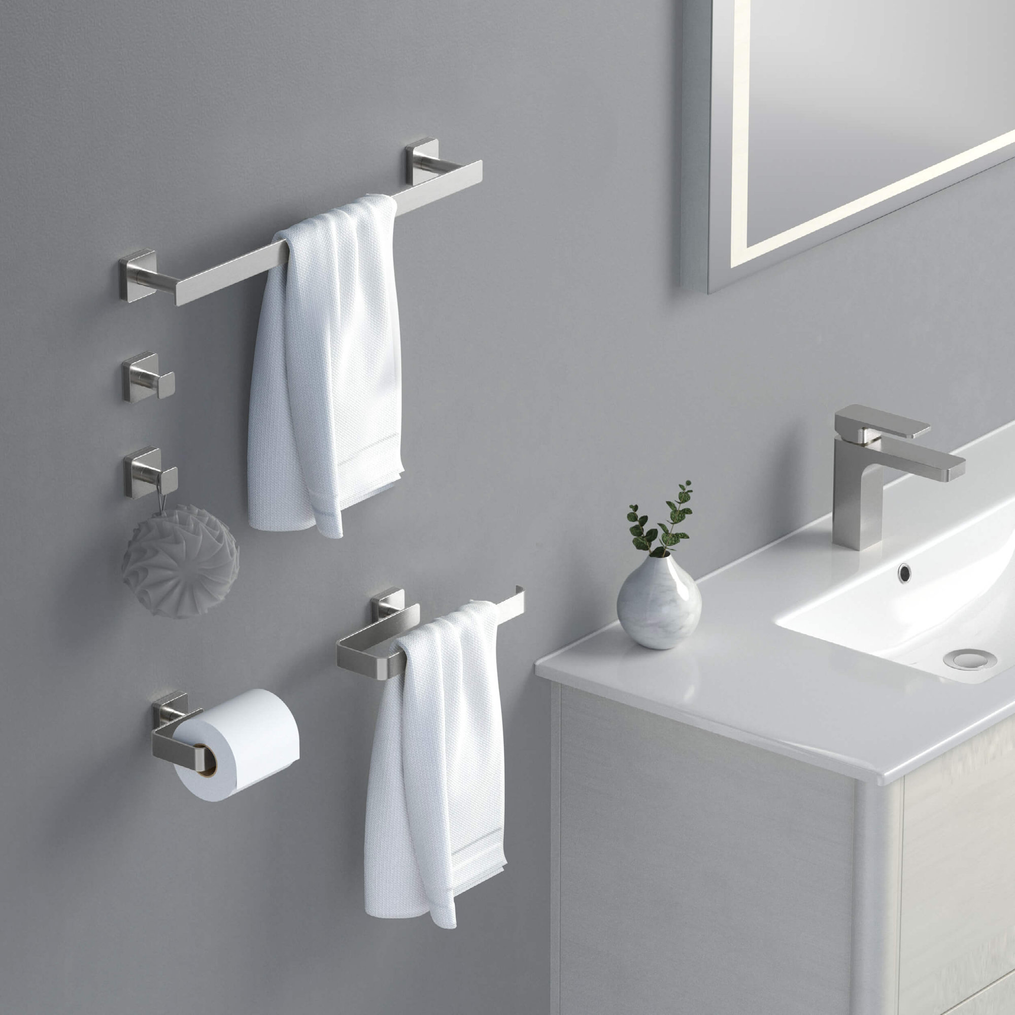 Blaze 5 - Piece Bathroom Hardware Set, Brushed Nickel