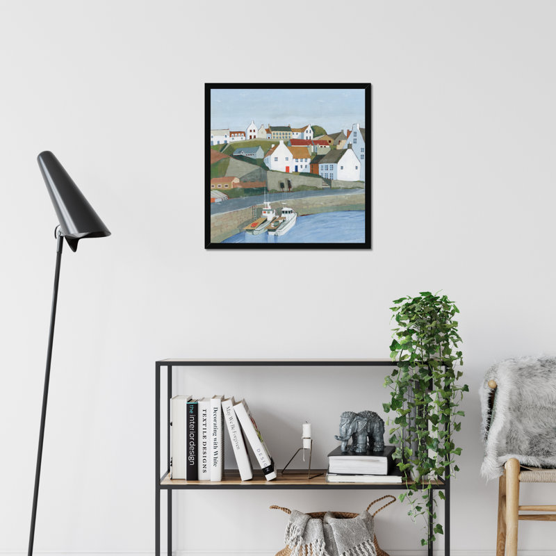 Old Coast Town I by Grace Popp - Painting, 95cm H x 95cm W, Black Framed Paper Print
