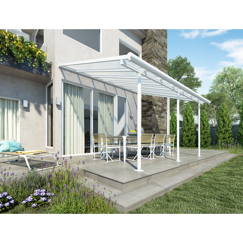 Canopia By Palram 434cm W x 295cm D Glass White Cover Retractable Patio Awning