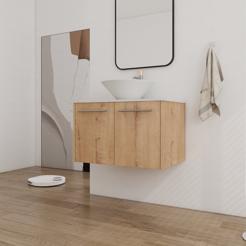 Ensemble de meuble-lavabo simple 29,84 po avec dessus en pierre Hozie