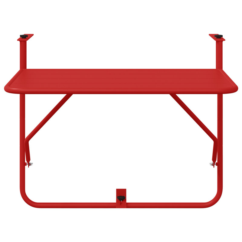 Balcony Table Metal Medium Collapsible Patio Table, Red