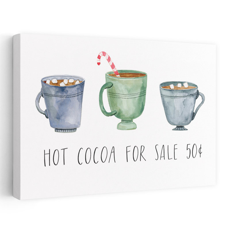 Cacao chaud à la vente, art contemporain abstrait d'hiver, H 16 po x l 24 po