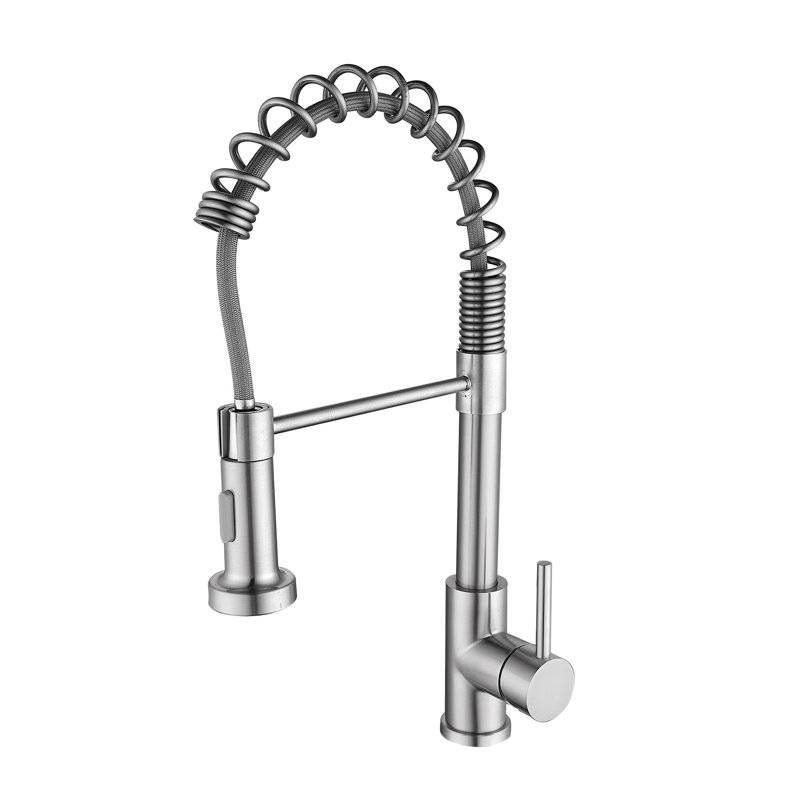 Robinet d'évier de cuisine à poignée simple - nickelage brossé, bec pivotant à 360 degrés, réglage réglable du débit d'eau pour une surface efficace, rotation, contrôle du volume de refoulement