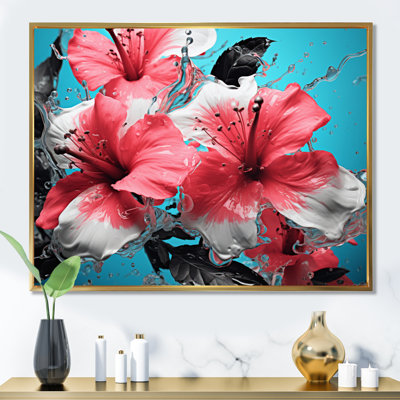 «Pink Blue Botanical Symphony I», reproduction d'art sur toile