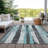 Machine Washable Indoor/Outdoor Xhevrie Teal Rug-1403721364