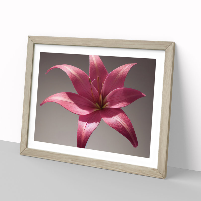 Serene Lily Flower - Framed Print, 46cm H x 64cm W x 2cm D, Oak