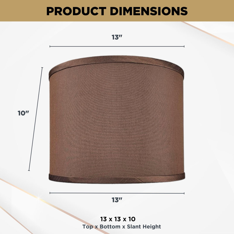 Easy Assembly Hardback Drum Lamp Shade, 2-Pack, Brown, 10" H x 13" W x 13" D 