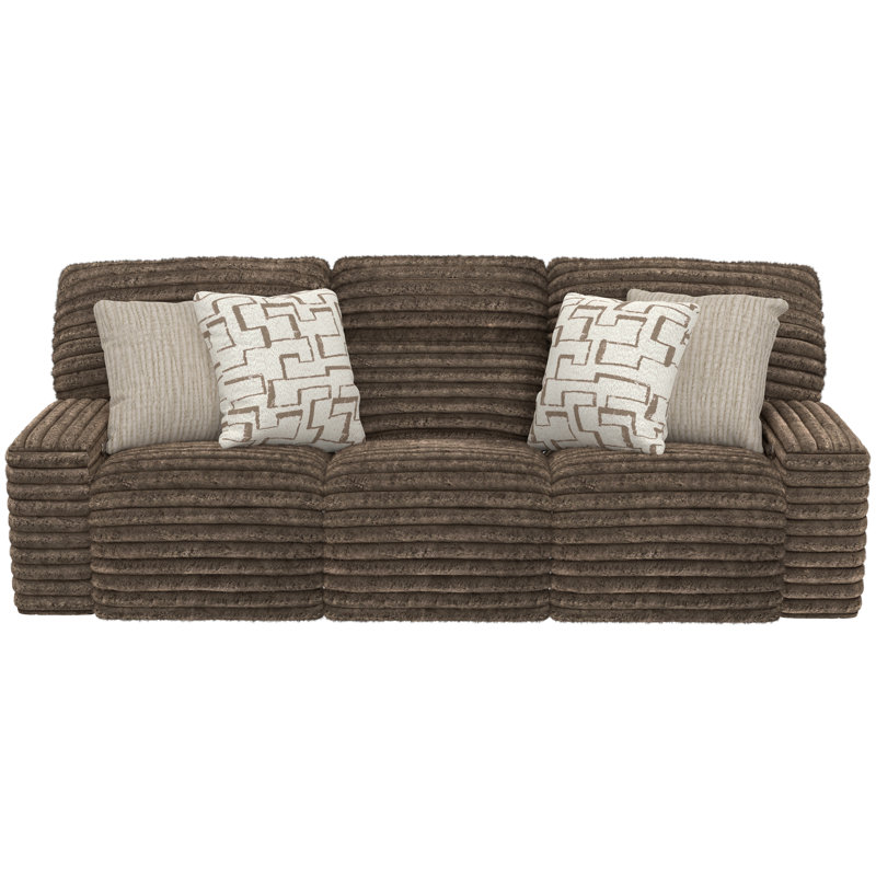 Neal Power Reclining Sofa with Zero Gravity, Brown Polyester