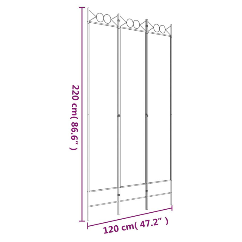 Paravent pliant autoportant pour séparer une pièce, 3, H 86,6 po x l 47,2 po x P 1,6 po, Blanc