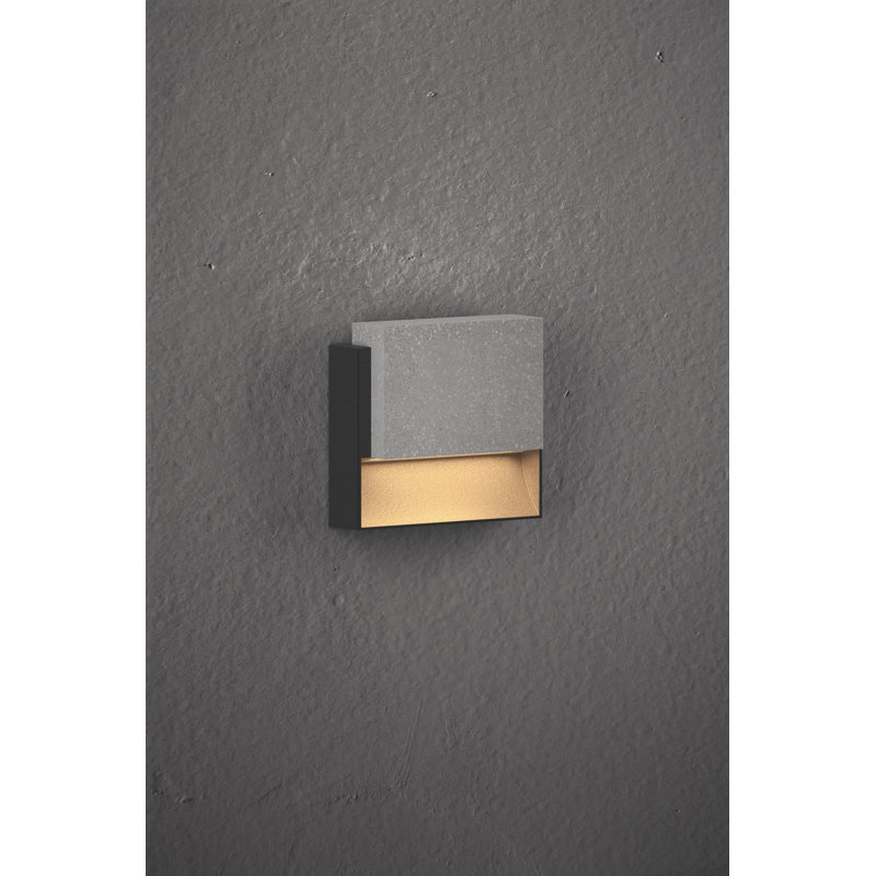 Piazza Integrated LED Metal Step Light, Concrete, 4.43” H x 5.5” W x 1.31” D