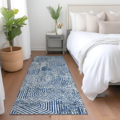 Premium Machine Washable Prisco Navy Rug