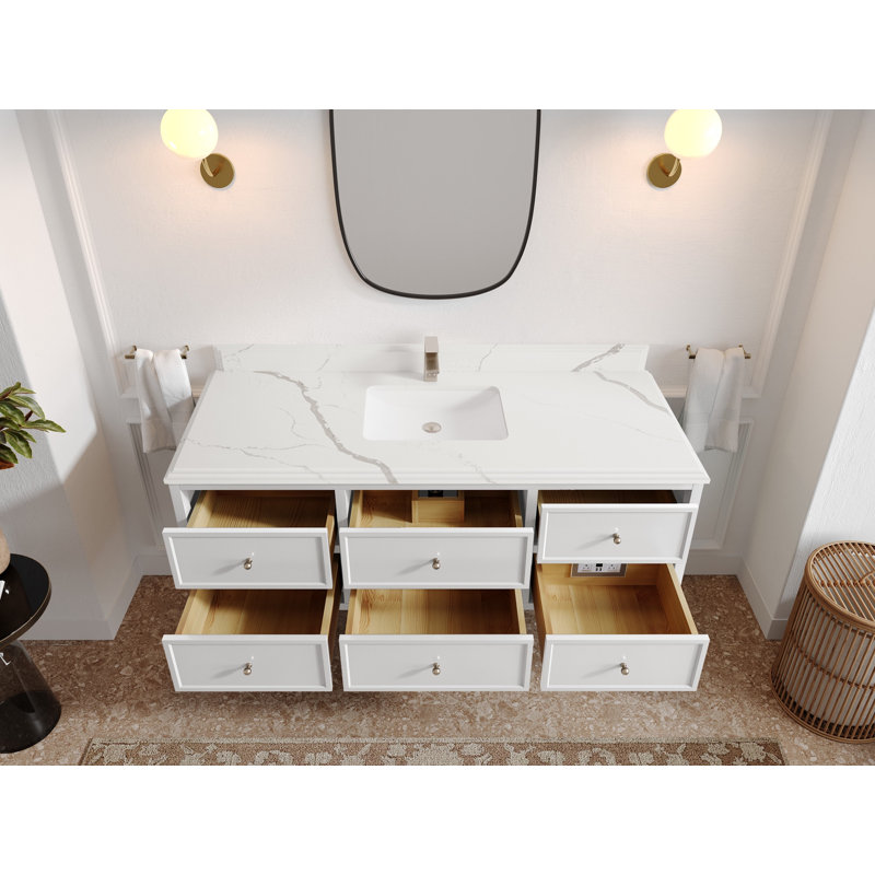 Ensemble de meuble-lavabo simple 60 po Roswell, Calacatta Laza