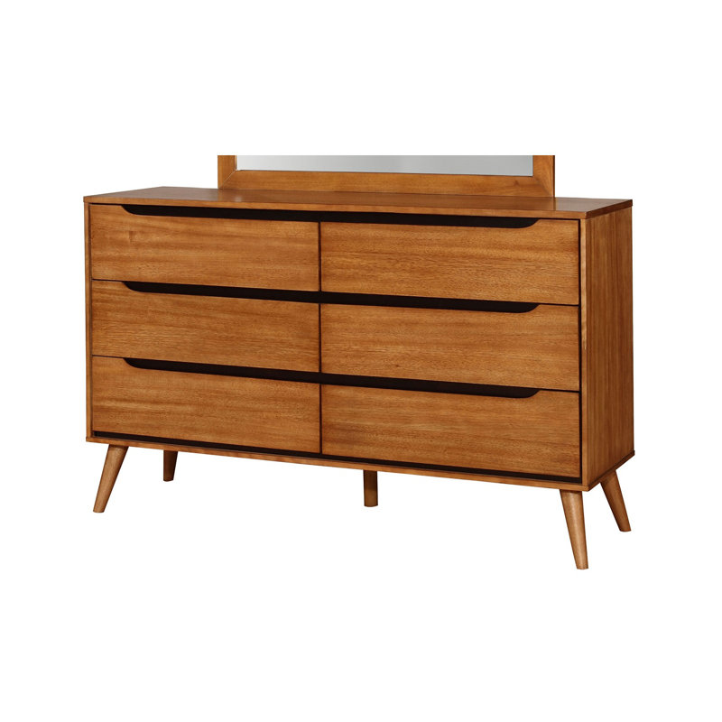 Commode double 6 tiroirs avec Miroir chilhowee, Chêne