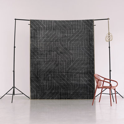 Tapis décoratif moderne à motif géométrique noir