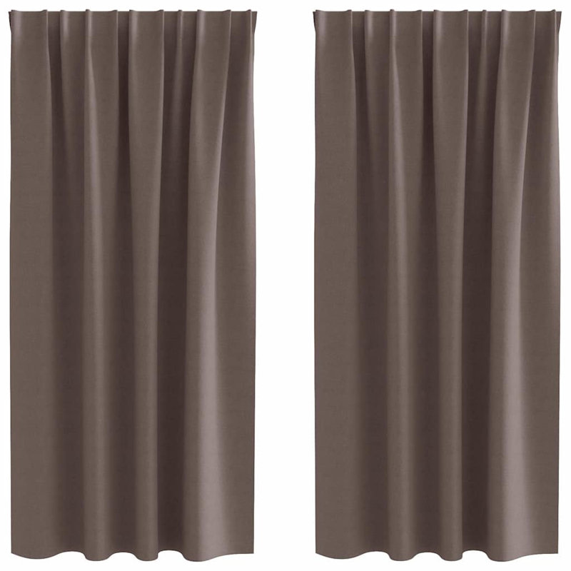 Blackout Curtain Pair, 175cm Width x 140cm Drop, Dark Brown