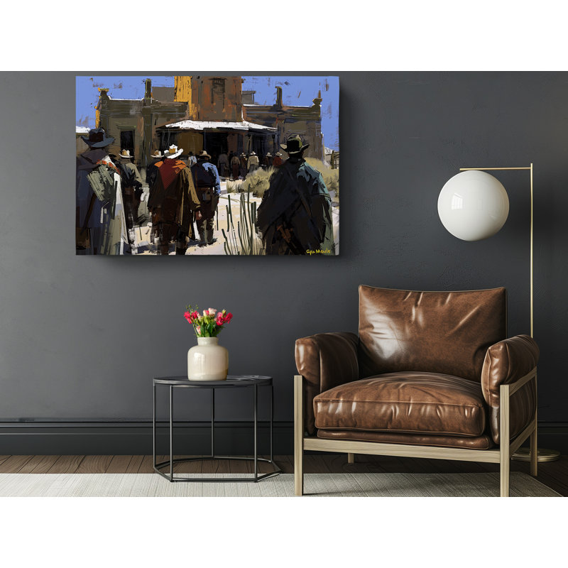 Reproduction d'art sur toile Wild West Cowboys, décoration murale moderne pour la maison et le bureau, H 16 po x l 24 po