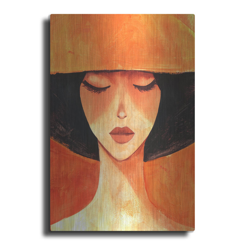 Art mural en métal Latitude Run® «Lady In Orange» par Svetlana Aleynikova, H 16 po x l 12 po