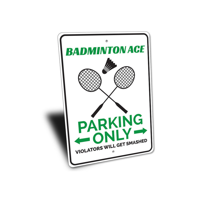 Enseigne en aluminium Badminton, H 14 po x l 10 po x P 0,04 po