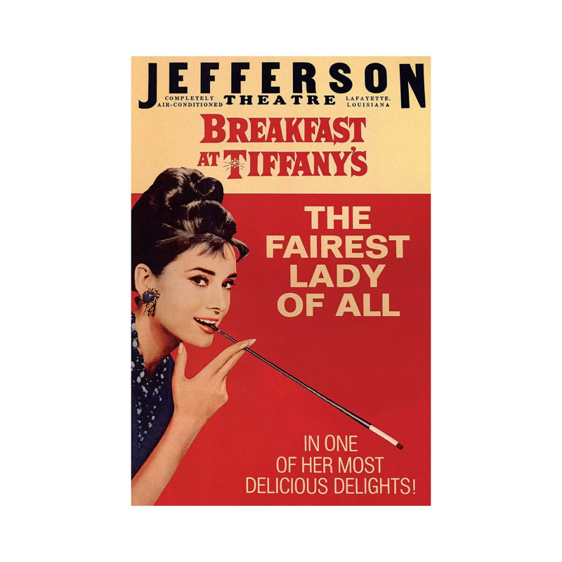Breakfast At Tiffany's Film Poster (Jefferson Theatre Edition) by Radio Days - Print on Canvas, 20.32 cm H x 30.48 cm W