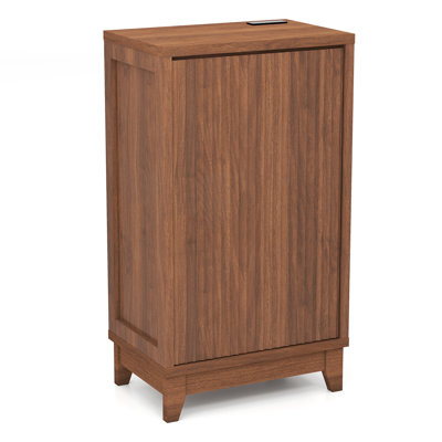  13 Gallons Tilt Out Trash Can Cabinet With Deodorizing & Negative Ion , Walnut