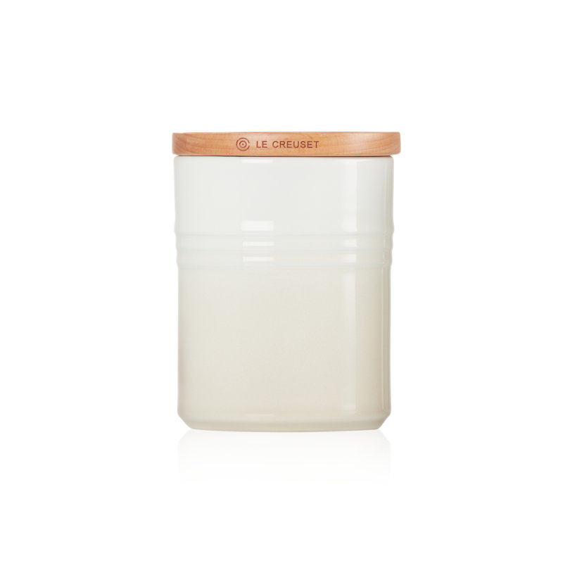 Le Creuset Stoneware Medium Storage Jar with Wooden Lid, Meringue