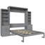 Grand lit escamotable avec tablettes de rangement et tiroirs, gris-129223358