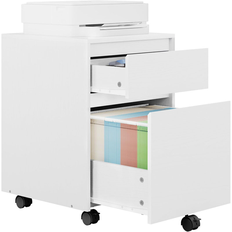 McLoughney 40cm Wide Mobile File Cabinet, White