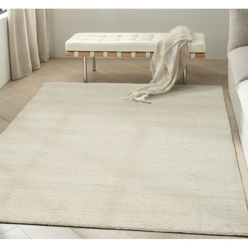 Calvin Klein CK043 Spun 5'3" x 7'3" Ivory Farmhouse Indoor Rug, Ivory, Rectangle 5'3" x 7'3"