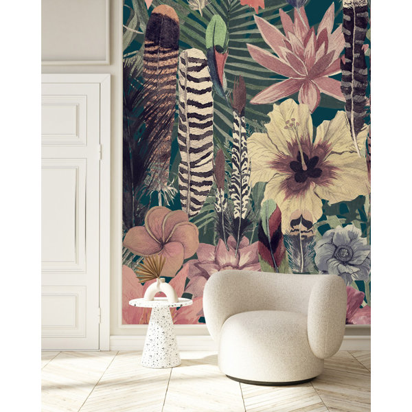 Bayou Breeze Itianna Floral Wall Mural | Wayfair