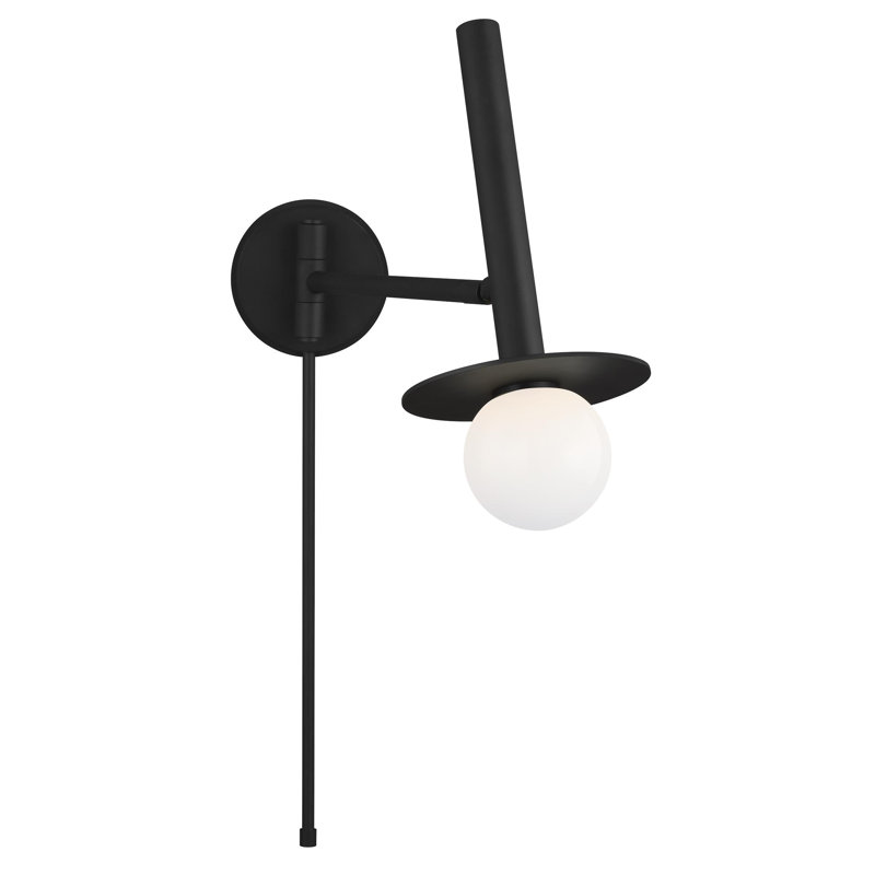 Allegra Swing Arm Sconce, 23.63" H x 6" W x 18.75" D, Midnight Black