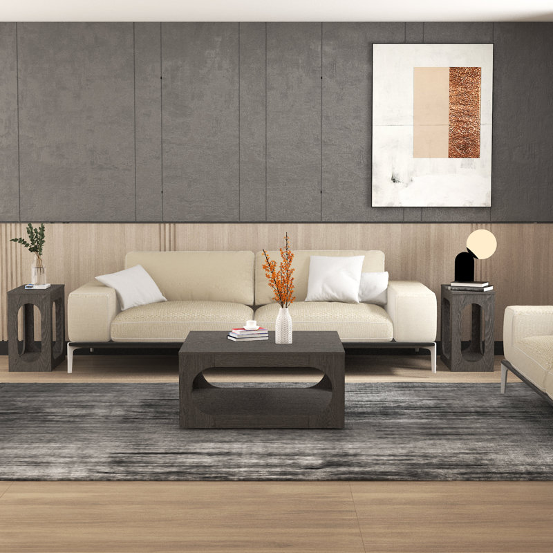 Inniss Wachter 3 Living Room Table Set, Dark Gray Oak