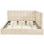 Lit de jour beige rembourré pleine grandeur - Style classique moderne, rehausse la chambre à coucher, avec élégance en velours de lattes, s'adapte à la chambre à coucher, support