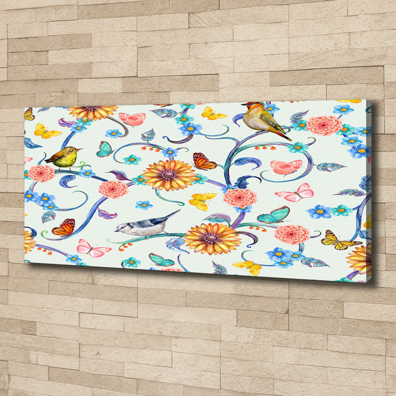 Flowers And Birds - No Frame Print on Canvas