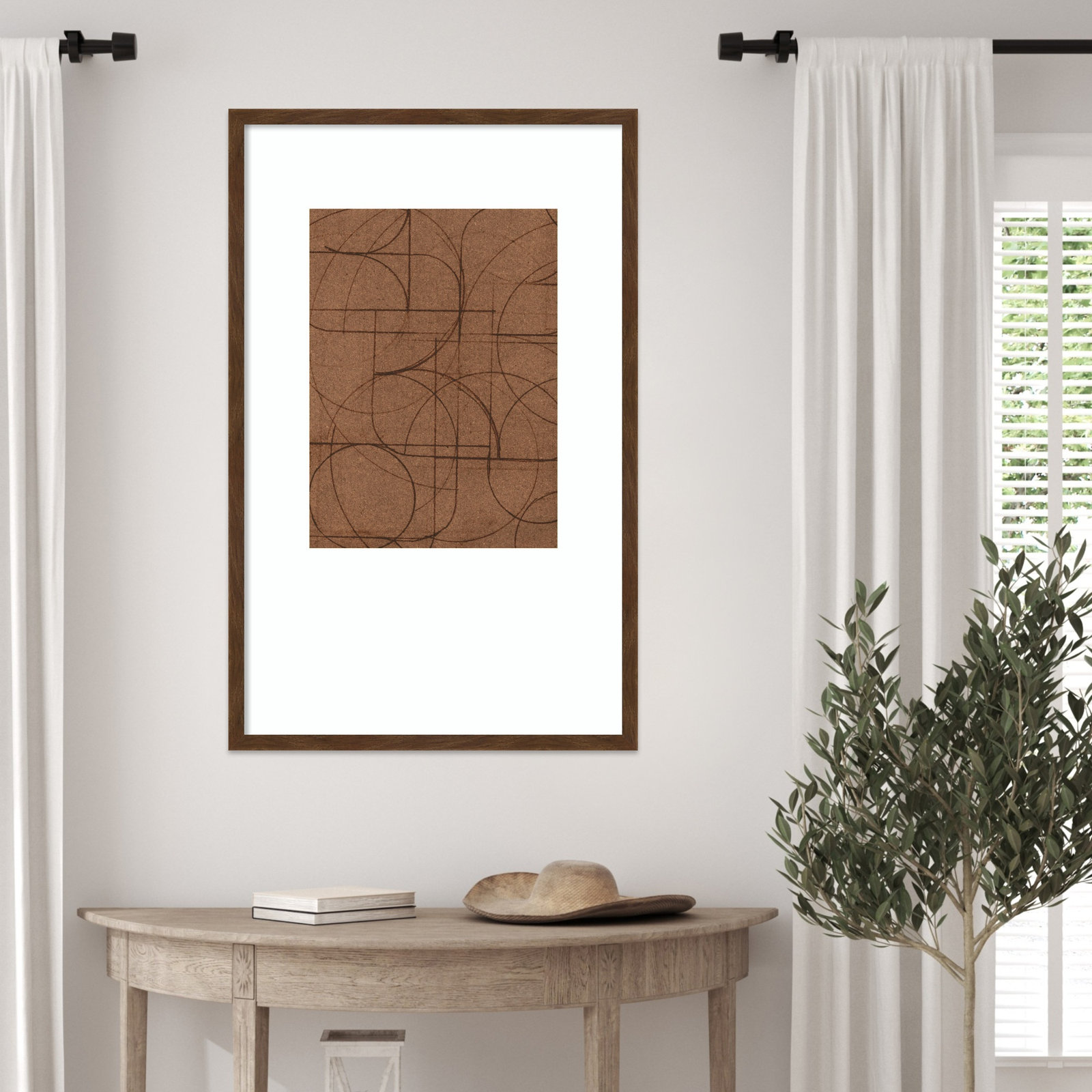 Curved 1 Print by Dan Hobday, 33" H x 21" W, Carlisle Brown Narrow Framed Print with Mat