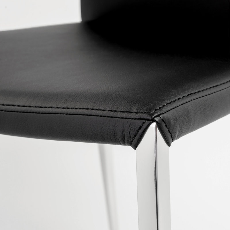 Chaise d'appoint en cuir Jemaya, Noir