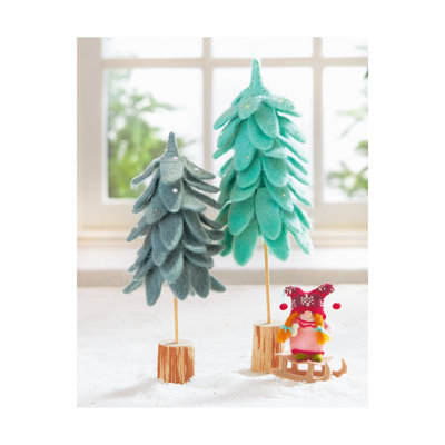 Wooly Felt Tree W/ Log Base Sm