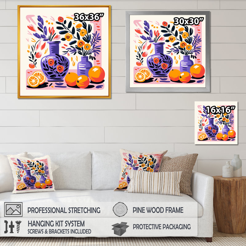 «Mauve Boho Pottery Blooms I», art mural Boho, H 16 po x l 16 po x P 1 po, Toile tendue