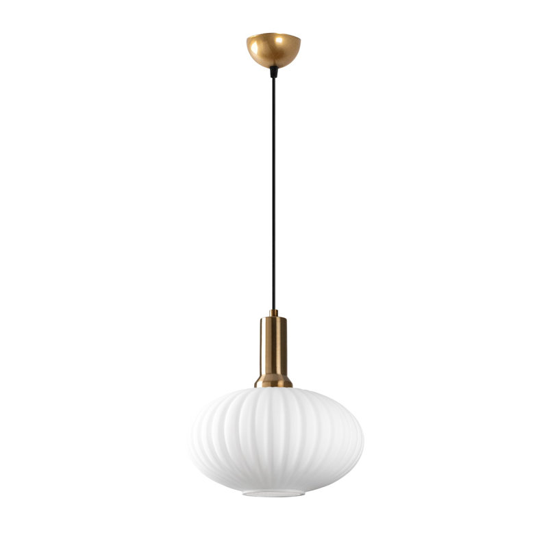Élégant lustre doré, corps en métal et capuchon en verre, 11,8 po x 11,8 po x 46,5 po | Douille E27, 40 W maximum (ampoule non incluse) | Certifié IP20, parfait pour les salles à manger et les espaces de vie, superbe design moderne