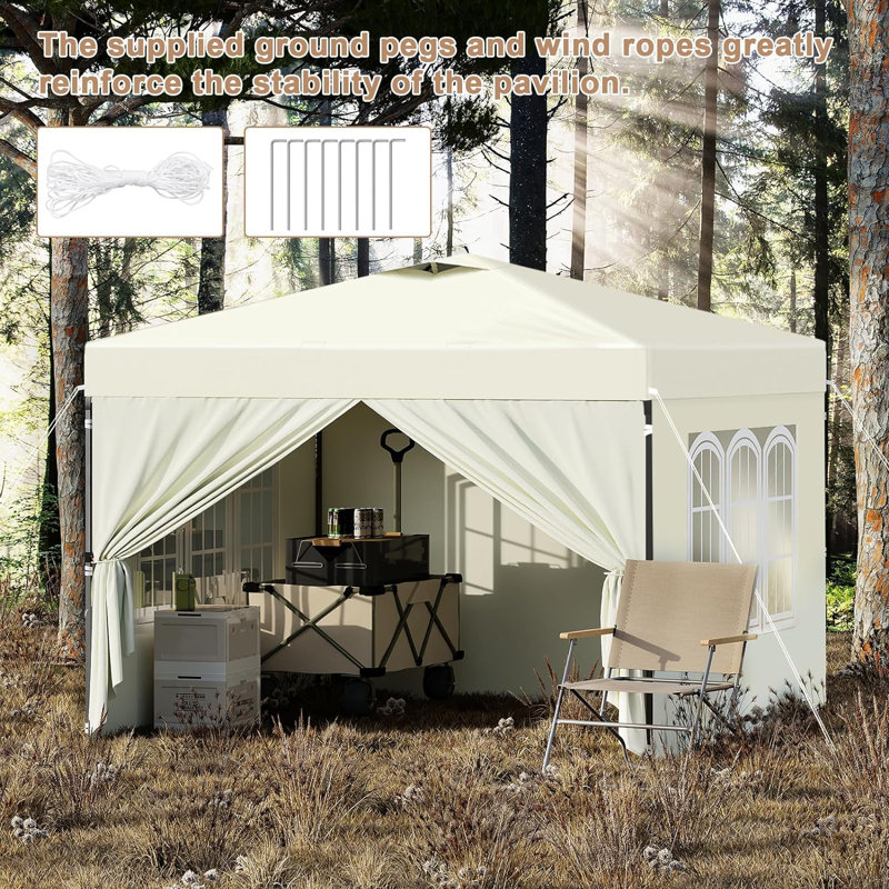 Gazebo 3 X 3 M, Folding Gazebo With Side Walls, Waterproof, Stable, Winterproof, Outdoor Garden Gazebo, Party Tent, Garden Tent, Height Adjustable, Uv Protection, Metal Frame