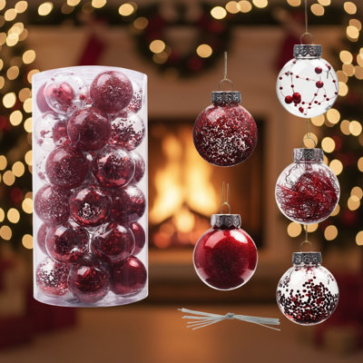 30 pièces / ensemble de boules de Noël 6 cm / 2,36 po de décoration de sapin de Noël incassable boule de Noël suspendue pour le Nouvel An, décoration de Noël, un