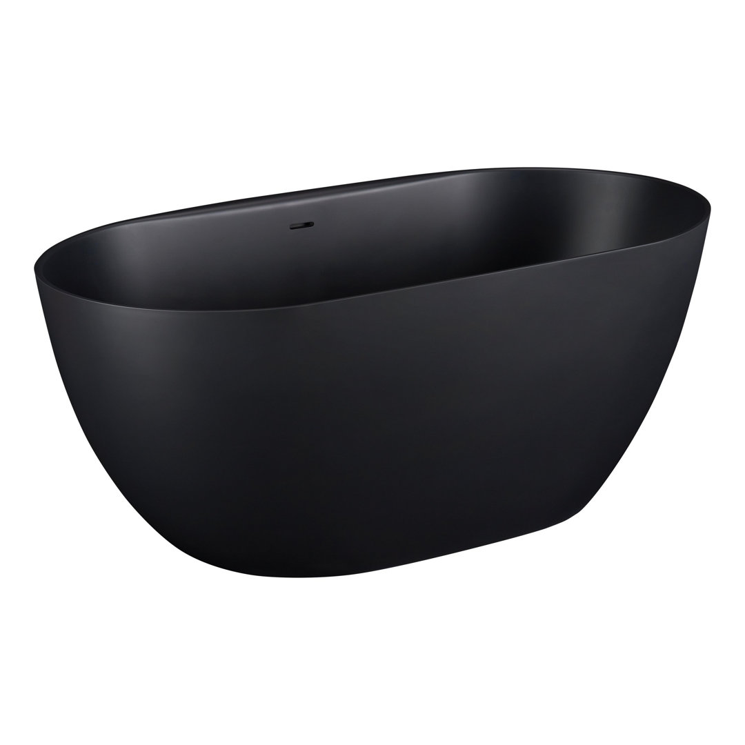 Catino 59" Solid Surface Soaking Freestanding Tub - Matte Black Signature Hardware 