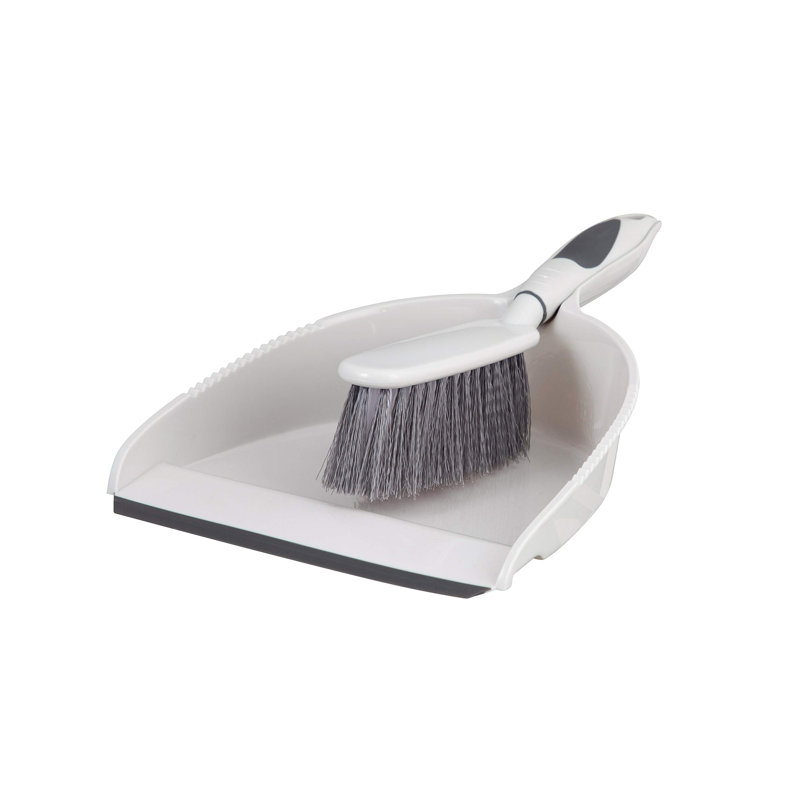 Ensemble brosse et poubelle Superio Grey, bord en caoutchouc pour ramasser facilement la saleté, ensemble de balais en plastique durable avec poignée ergonomique, pour table, comptoir, bureau (1)