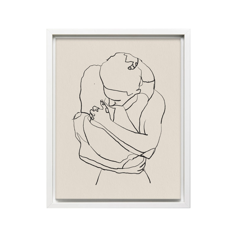 Couple, étreinte no3, Canvas, White Framed, 16"H x 20"W