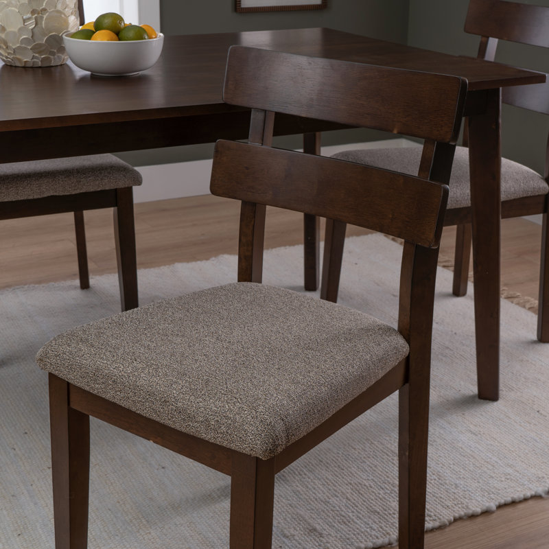 Laforest Solid Wood Dining Set, 7 Pieces: Table, 6 Chairs, Brown/Gray