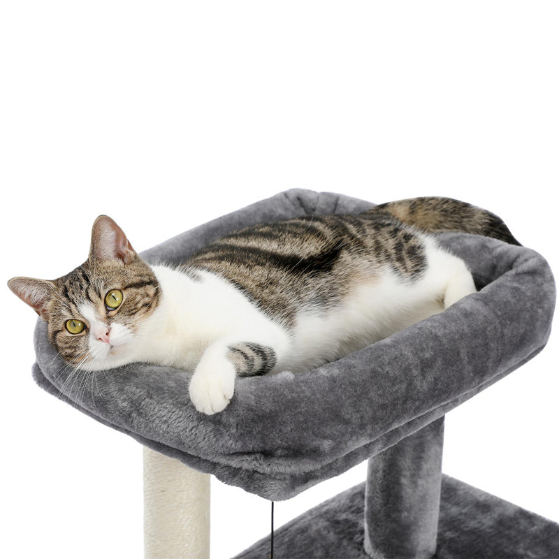 34-inch multi-layer plush cat tree, Gray