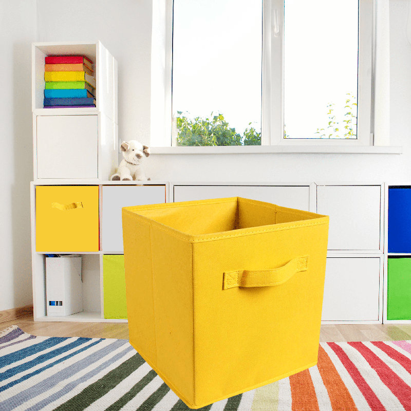 Cube ou bac en tissu pliable, Jaune