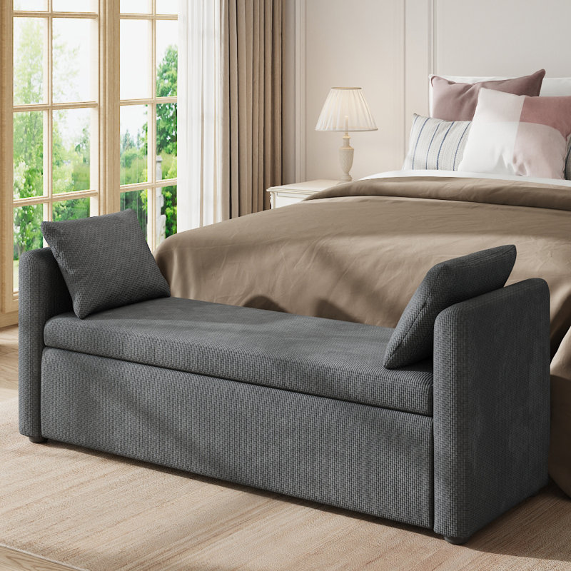 Bailidh Linen Upholstered Bench with Flip Top