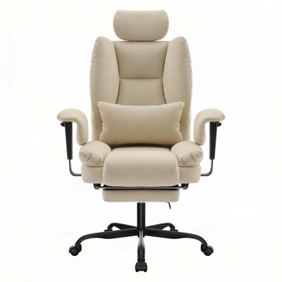 PU Leather Computer Chair with Lumbar Support and High Backrest
