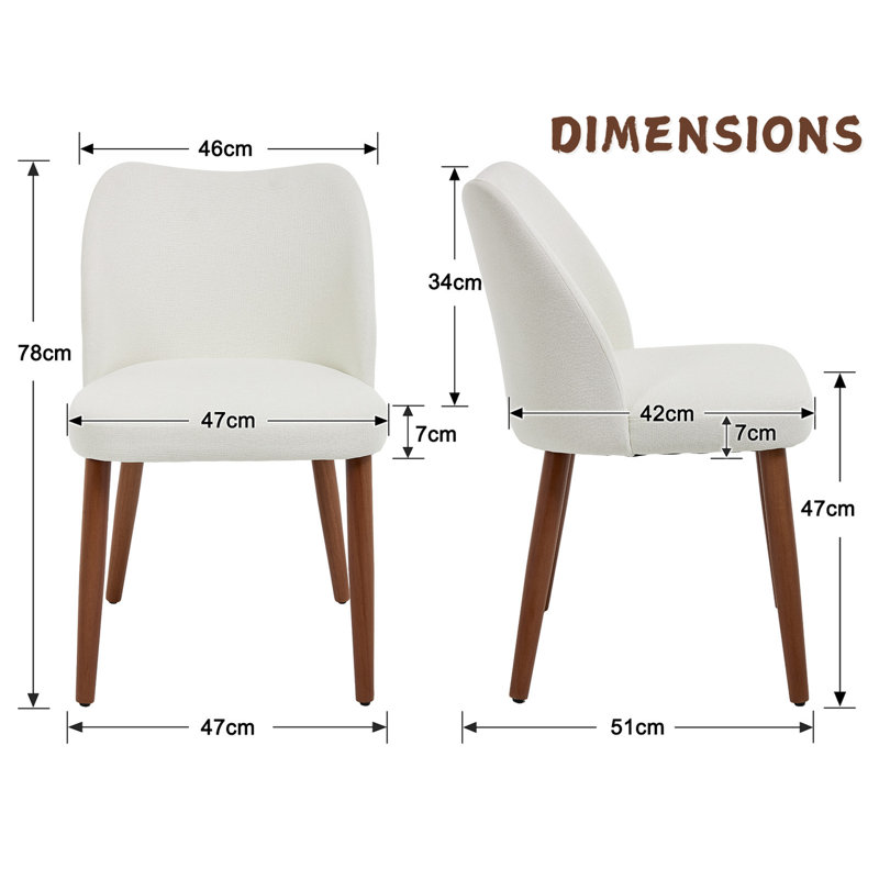 Upholstered Dining Chair, White, White