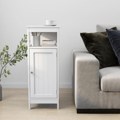 Bathroom Storage With Beveled Edge - Enhances Cabinet Appearance Simple White Cupboard Space Saving
